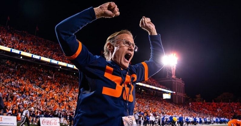 Larry Gies at Illinois Football Game. CHAMPAIGN, IL - September 07, 2024 - Photos taken during the match between the Kansas Jayhawks and the Illinois Fighting Illini at Memorial Stadium in Champaign,IL. (Photo By Kevin Snyder/Illinois Athletics)